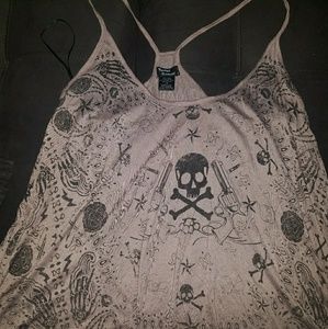 Spaghetti strap tank top with skulls